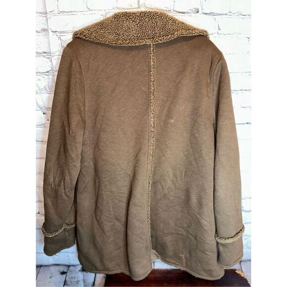 EDDIE BAUER SHERPA FAUX SHEARLING REVERSIBLE COAT SOFT BROWN TRENCH SOFT LARGE - Picture 9 of 12